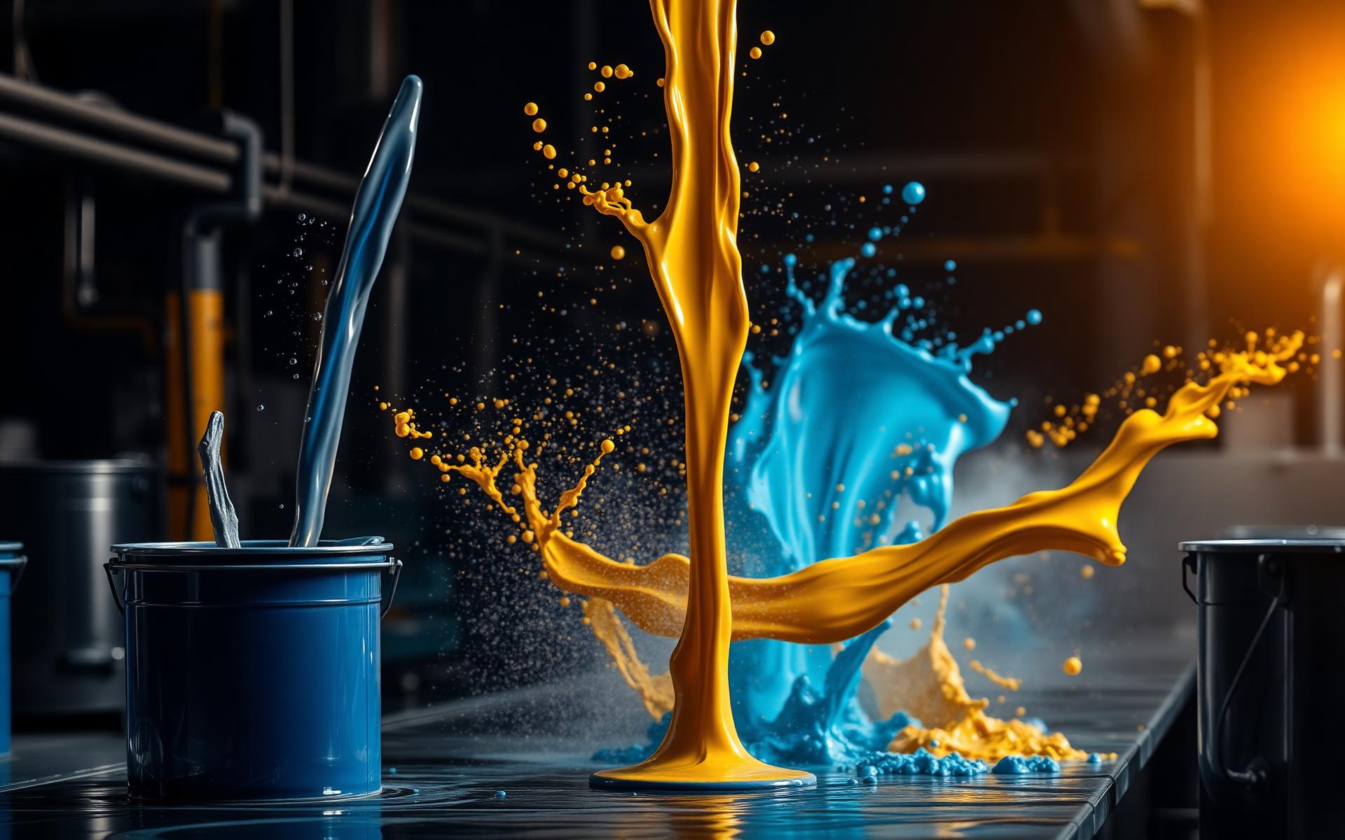 Vibrant paint splash in Sona Paints factory
